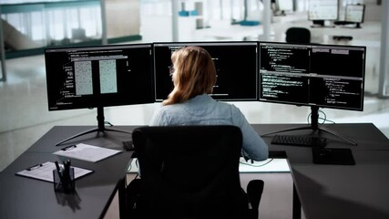 Fototapete - Software Programmer Or Coder Woman