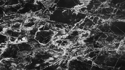 Leinwandbilder - A black and white photo of a marble floor with a lot of cracks. The cracks are very visible and the floor is very dark