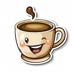 Wall Mural - Aromatic coffee cup stickers for coffee lovers. AI generate illustration