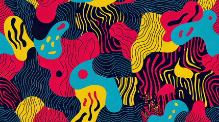  Modern abstract pattern, neon shapes, vibrant colors, clean design