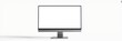 © OneWayPhoto - Modern laptop computer mockup template on desktop monitor screen display with empty screen for design presentation, layout, device, monitor