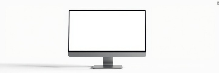 Poster - Modern laptop computer mockup template on desktop monitor screen display with empty screen for design presentation, layout, device, monitor