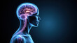 © Tameem - Image shows a human head with highlighted brain and spine regions, emphasizing VNS - Vagus Nerve Stimulation.