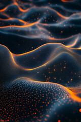 Poster - Abstract design portraying luminous waves with glowing particles in a dark environment