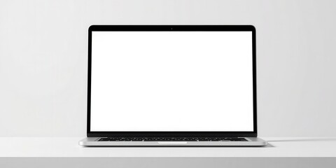 Wall Mural - Modern silver laptop with a blank web screen mockup for design presentation or website showcase, laptop, mockup, website