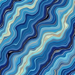 Aufkleber - Abstract blue iridescent wavy pattern design resembling liquid marble. Seamless texture with various shades of blue, hints of light beige, gold. Abstract design evokes sense of movement, fluidity.