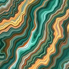 Aufkleber - Abstract liquid marble pattern with iridescent colours. Wavy lines of green, orange, yellow create seamless texture. Design suitable for wallpaper, fabric, decor. Iridescent effect. Vibrant colours,