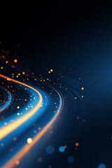 Poster - Vibrant flowing lights create a colorful abstract background with glowing particles at night