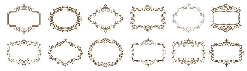 Fototapete - set of decorative vintage borders and frames set. antique decorative frame, vector design..eps