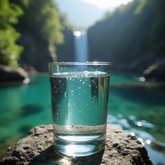 Poster - Glass of water with ice cubes 