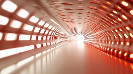 Poster - light shines through a futuristic tunnel showcasing intricate patterns and vibrant colors