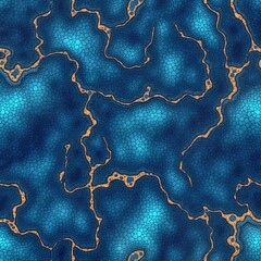 Aufkleber - Abstract pattern with blue iridescent glass wavy texture. Seamless design with liquid marble effect. Blue, gold colors create bright, cold impression. Pattern resembles textured geometric shape.