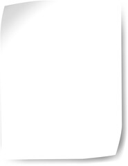 Poster - Close up view of a blank white paper sheet with a curved corner, casting a subtle shadow, providing a clean and versatile background for various design or messaging purposes