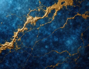 Aufkleber - Abstract design background with blue, gold stone marble texture. Liquid gold pattern flows over dark blue surface. Decorative stone texture like geode mineral rock. Trendy design ideal for