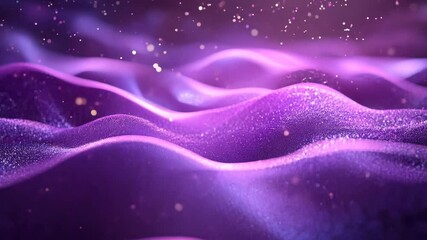 Poster - digital purple particles wave and light abstract background with shining dots stars. 4k video