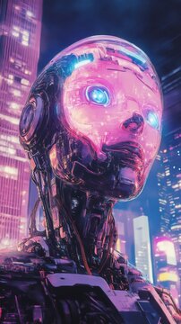 Futuristischer roboter mit leuchtenden augen