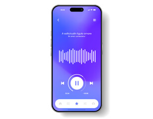 Poster - Media music player interface isolated on white background. Multimedia frame template. Mockup live stream window, player. Online broadcasting. Multimedia navigation and music application.