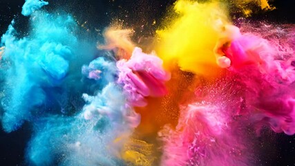 Wall Mural - colorful rainbow holi paint splash, color powder explosion, ai generated 4k video
