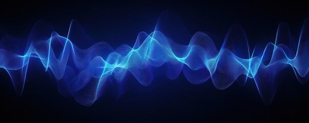 Aufkleber - Abstract design dynamic blue sound waves. Modern visualization of audio data. Suitable for tech presentations, music-related visual, data visualization projects. Illustrates wave patterns, audio