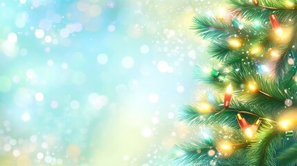 Wall Mural - Beautiful and festive Christmas lights form a cheerful and colorful holiday atmosphere.