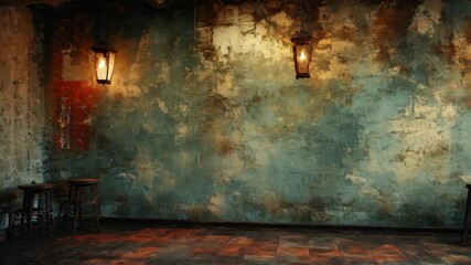 Poster - Vintage Interior Background with Textured Wall. Rustic Interior with copy-space. 4K Video