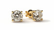 © Thiago - Yellow gold diamond stud earrings. front and side view of solitaire diamond earrings isolated on a white background. Shadowed. Illustration