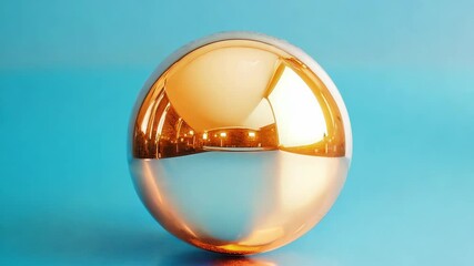 Poster - Gold ball is sitting on a blue surface. hyperrealistic Video