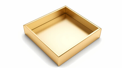 Wall Mural - Gold gift box frame mockup or present frame border isolated on white background with shadow minimal creative idea concepts 3d rendering. Shadowed. Illustration