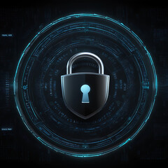 Poster - Cybersecurity Digital Lock Shield Protection Data Privacy System Network Safeguard