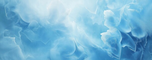Poster - Abstract ice texture shows frozen winter background. Crystal frosty particles in shades of light blue create cool, tranquil aesthetic. Digital art piece evokes sense of winter wonderland arctic
