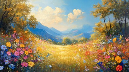 Wall Mural - vibrant flower meadow in bloom