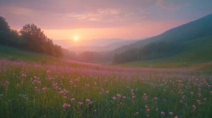Wall Mural - Serene Mountain Sunrise Landscape