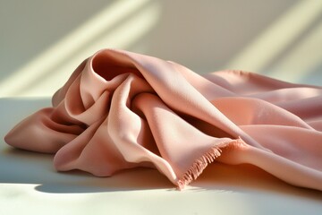 Poster - Soft Pink Fabric Draped Elegantly Under Gentle Natural Light