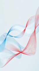 Poster - Abstract waves of blue and red gracefully flow against a soft white backdrop, creating a serene and modern vibe.