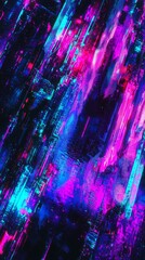 Poster - A vibrant explosion of abstract colors in pink, blue, and purple, creating a dynamic visual experience.