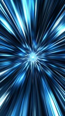 Poster - Vibrant blue light explosion creating a sense of speed and motion in a abstract digital background.