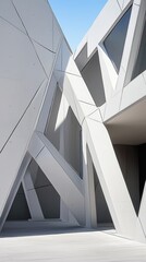 Poster - Modern architectural design featuring sharp angles and sleek lines, showcasing an innovative use of concrete.