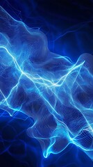 Poster - A mesmerizing blue abstract digital wave pattern pulsing with electric energy and vibrancy.