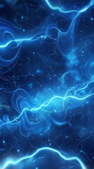 Poster - An abstract depiction of electric blue waves flowing through a dark background, creating a mesmerizing visual effect.