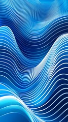 Poster - Abstract blue wave pattern with flowing curves and smooth lines, creating a serene and modern design.