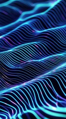 Poster - Vibrant abstract lines in neon blue and purple tones creating a mesmerizing flowing pattern.