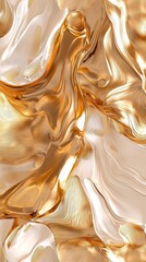 Poster - A stunning abstract composition of flowing gold and white textures, creating a sense of luxury and elegance.
