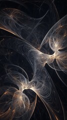 Poster - A mesmerizing abstract fractal design featuring swirling patterns and glowing highlights in shades of gold and silver.