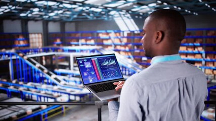 Aufkleber - Engineer Worker Using Warehouse Automation Dashboard
