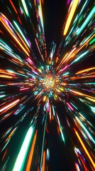 Poster - Vibrant abstract representation of light beams exploding outward, creating a sense of speed and energy.