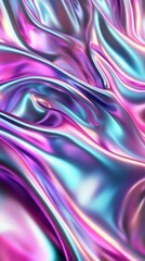 Poster - Iridescent fabric texture with vibrant pink and blue hues, creating a dynamic and glossy appearance.
