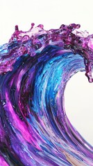 Poster - A stunning close-up of a colorful wave, featuring vibrant blue and purple hues with intricate water details.