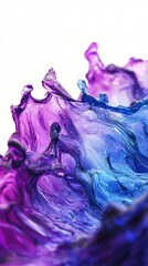Poster - An abstract swirl of vibrant purple and blue liquid, creating a dynamic and fluid visual display against a white background.