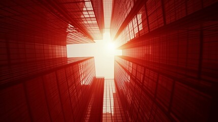 Poster - perspectives from the urban canyon showcase vibrant sunlight filtering through tall buildings at mid