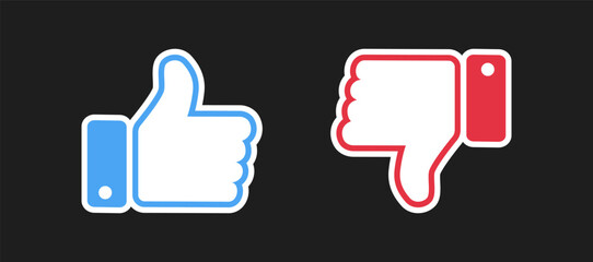 Poster - Do and Don't symbols. Thumbs up and thumbs down emblems. Like and dislike icons set, vector, illustration, sticker, vector 10 eps.